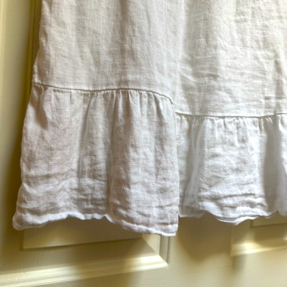 FRANCESCA BETTINI Linen Ruffle Eyelet Sleeveless Top White womens size Small - Picture 4 of 16
